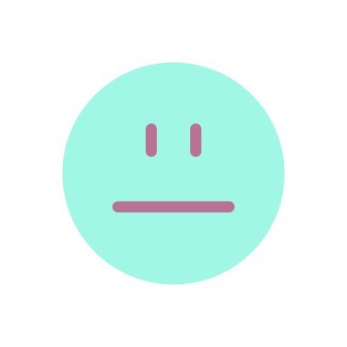 Tarafsız emoji düz renk ui simgesi. Duygusal bir ifade. Umursamaz tavır. Müşteri geri bildirimi. Mobil uygulama için basit doldurulmuş öge. Renkli, sağlam bir resim. Vektör izole edilmiş RGB illüstrasyonu