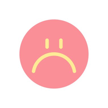 Üzgün emoji düz renk ui ikonu. Duyguların ifadesi. Olumsuz geri besleme. Tatmin olmayan müşteri. Mobil uygulama için basit doldurulmuş öge. Renkli, sağlam bir resim. Vektör izole edilmiş RGB illüstrasyonu