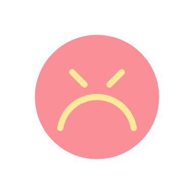Mad emoticon düz renk ui simgesi. Duygusal bir ifade. Olumsuz geri besleme. Sinirli ve sinirli bir müşteri. Mobil uygulama için basit doldurulmuş öge. Renkli, sağlam bir resim. Vektör izole edilmiş RGB illüstrasyonu