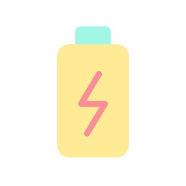 Batarya düz renk ui simgesi. Aktülatör şarj oluyor. Fiziksel güç ve aktivite. Canlılık. Mobil uygulama için basit doldurulmuş öge. Renkli, sağlam bir resim. Vektör izole edilmiş RGB illüstrasyonu