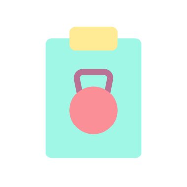 Egzersiz planı düz renk ui simgesi. Egzersiz programı. Beden eğitimi. Sağlıklı ve aktif bir yaşam tarzı. Mobil uygulama için basit doldurulmuş öge. Renkli, sağlam bir resim. Vektör izole edilmiş RGB illüstrasyonu