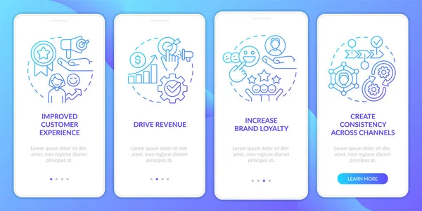 Személyre Szabott Marketing Elérése Kék Gradiens Fedélzeti Mobil App Képernyőn — Stock Vector