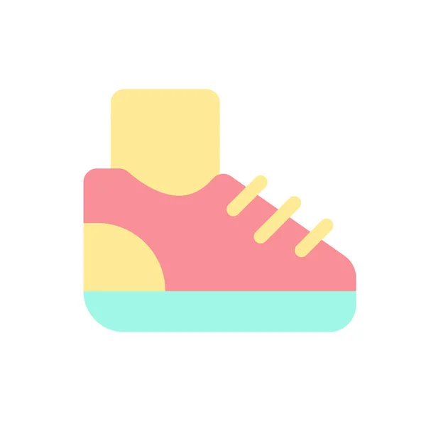 更狡猾的扁平的彩绘图标 运动鞋 跑步和慢跑 健康的习惯 积极的生活方式 移动应用程序的简单填充元素 色彩斑斓的立体象形文字 矢量隔离Rgb示例 — 图库矢量图片