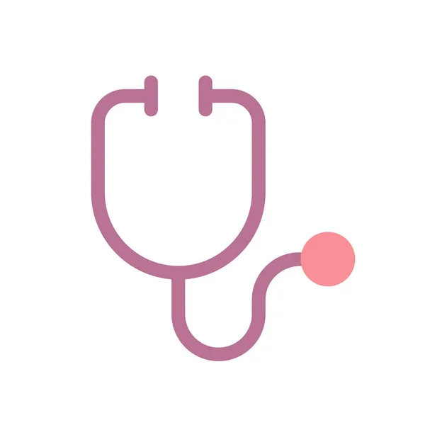 Stethoskop Flache Farbe Symbol Medizinisches Instrument Arzttermin Gesundheitscheck Einfaches Gefülltes — Stockvektor
