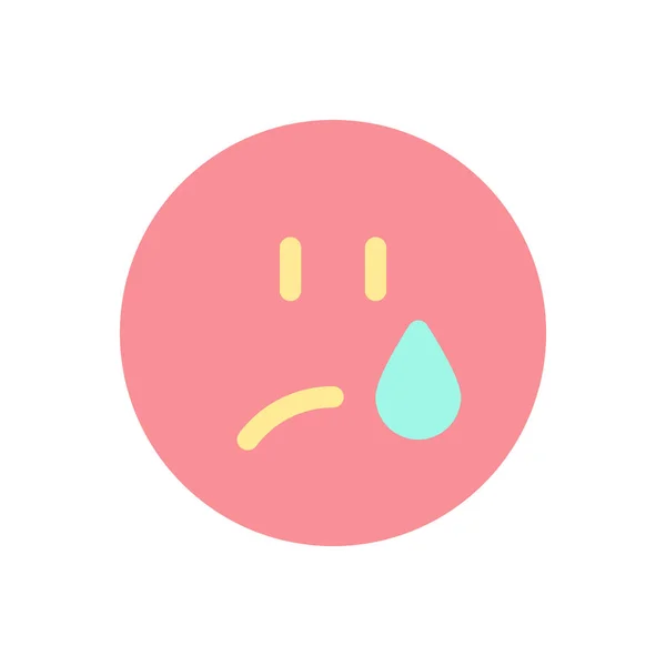 Płaczące Emoji Płaski Kolor Ikona Przygnębiona Nieszczęśliwa Twarz Emocjonalna Ekspresja — Wektor stockowy