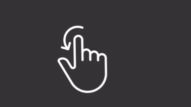 Canlandırılmış döndürme beyaz doğrusal simgesi. Filmi döndürmek için dokunun. Güncelle, doldur. Dokunmatik ekran kontrolü. Şeffaf arkaplanda alfa kanalı olan kusursuz HD video. Gece kipi için hareketli grafik tasarımı