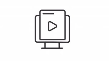 Animasyon video doğrusal simgesi. Çoklu ortam içeriği çevrimiçi. Eğlenceli bir film. Dijital film. Şeffaf arkaplanda alfa kanalı olan kusursuz HD video. Taslak hareketli grafik canlandırması