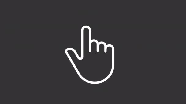 アニメーションの指の白い線型アイコン コントロールジェスチャー スマートフォンのディスプレイ ポインティングアップ 透明背景にアルファチャンネルとシームレスなループHdビデオ ナイトモード用モーショングラフィックデザイン — ストック動画