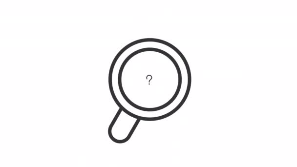 Animated Question Linear Icon Seek Information Magnifying Glass Search Engine — Stock Video