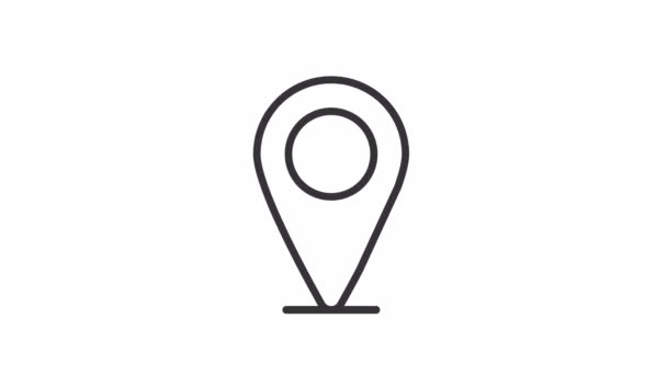 Animowany Pin Lokalizacyjny Ikona Liniowa Punkt Docelowy Podróży Znacznik Mapy — Wideo stockowe