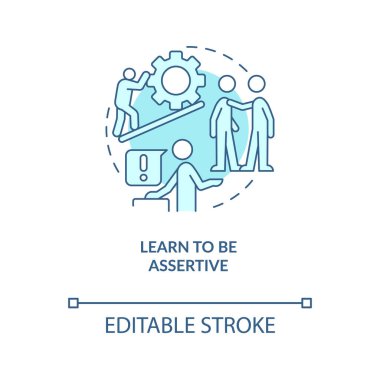 İddialı turkuaz konsept ikonu olmayı öğren. İlişki. Özgüveni geliştirmek soyut fikir ince çizgi çizimi. İzole bir taslak çizim. Düzenlenebilir felç. Arial, Myriad Pro-Kalın yazı tipleri