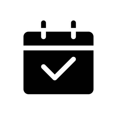 Takvim siyah glyph ui simgesi. Planlama etkinlikleri. Mobil uygulamayı ayarla. Kullanıcı arayüzü tasarımı. Beyaz uzayda siluet sembolü. Ağ ve cep telefonu için sağlam bir resim. İzole vektör illüstrasyonu