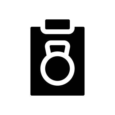 Antrenman planı siyah glyph ui simgesi. Egzersiz programı. Sağlıklı, aktif bir yaşam tarzı. Kullanıcı arayüzü tasarımı. Beyaz uzayda siluet sembolü. Ağ ve cep telefonu için sağlam bir resim. İzole vektör illüstrasyonu