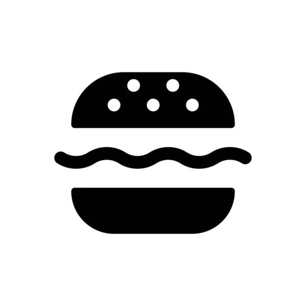 Burger Icona Glyph Nero Pasto Sostanzioso Pranzo Fast Food Hamburger — Vettoriale Stock