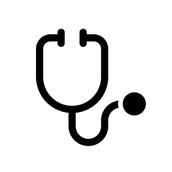 Stethoscope Μαύρο Glyph Εικονίδιο Ιατρικό Όργανο Ιατρικό Ραντεβού Τσεκ Σχεδιασμός — Διανυσματικό Αρχείο