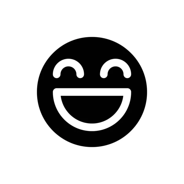 Skrattande Emoji Svart Glyf Ikon Känslor Uttryck Nätkommunikation Användargränssnittsdesign Silhuett — Stock vektor