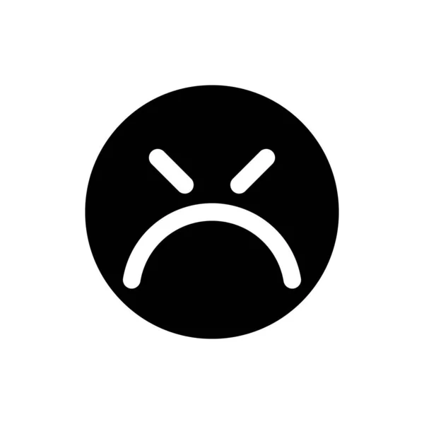 Emoticono Loco Negro Glifo Icono Expresión Emocional Cliente Molesto Diseño — Vector de stock