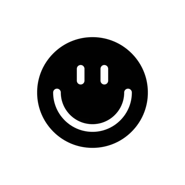 Smiling Emoji Black Glyph Icon 感觉的表达 积极的情绪 用户界面设计 白色空间上的轮廓符号 用于网络 — 图库矢量图片