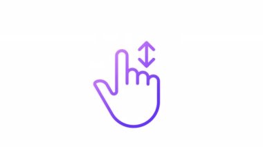 Canlandırılmış kaydırma gradyanı simgesi. Aşağı ve yukarı dikey hareket. Dokunmatik ekran kontrol hareketi. Şeffaf arkaplanda alfa kanalı olan kusursuz HD video. Taslak hareketli grafik canlandırması