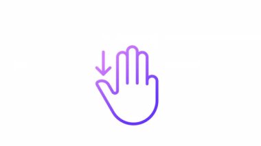 Canlandırılmış gradyan simgesi aşağı kaydır. Aşağı doğru üç parmak. Dokunmatik ekran navigasyonu. Şeffaf arkaplanda alfa kanalı olan kusursuz HD video. Taslak hareketli grafik canlandırması