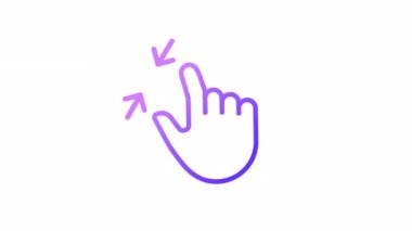 Canlandırılmış yakınlaştırma simgesi. Çoklu dokunmatik teknoloji. Ekranı ayarla. Dokunmatik ekran kontrolü. Şeffaf arkaplanda alfa kanalı olan kusursuz HD video. Taslak hareketli grafik canlandırması