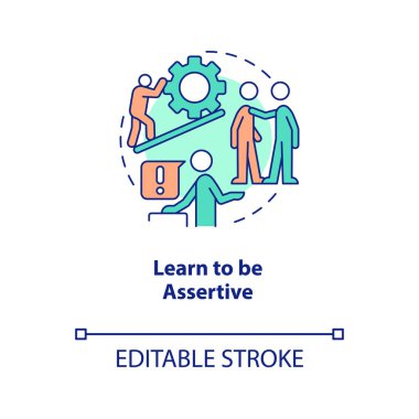 İddialı bir konsept ikonu olmayı öğren. Saygıdeğer bir ilişki. Özgüveni geliştirmek soyut fikir ince çizgi çizimi. İzole bir taslak çizim. Düzenlenebilir felç. Arial, Myriad Pro-Kalın yazı tipleri