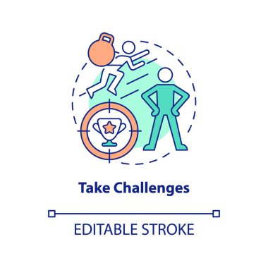 Kavram simgesini ele alalım. Amaçlara ulaşmak. Özgüveni geliştirmek soyut fikir ince çizgi çizimi. İzole bir taslak çizim. Düzenlenebilir felç. Arial, Myriad Pro-Kalın yazı tipleri