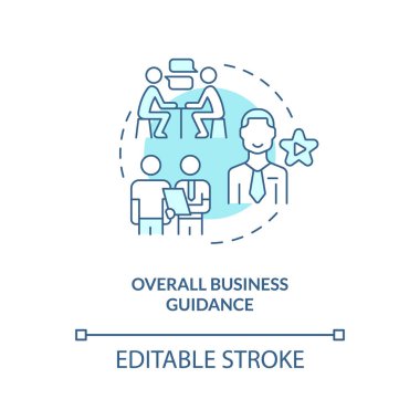 Genel iş rehberliği turkuaz konsept simgesi. Alternatif ödünç fikir ince çizgi illüstrasyonunun faydaları. İzole bir taslak çizim. Düzenlenebilir felç. Arial, Myriad Pro-Kalın yazı tipleri