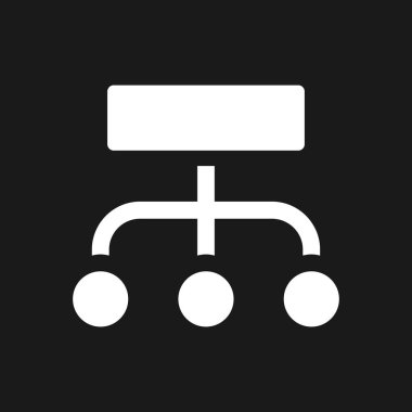 Veri yapılandırma süreci piksel karanlık mod glyph ui simgesi. Infographic planı. Kullanıcı arayüzü tasarımı. Siyah uzayda beyaz siluet sembolü. Ağ ve cep telefonu için sağlam bir resim. Vektör izole illüstrasyonu