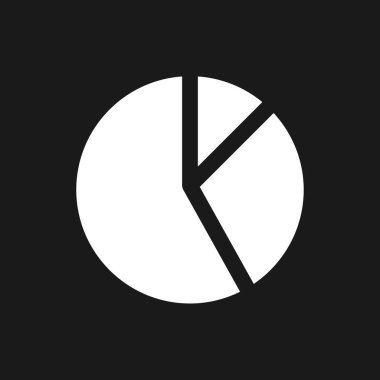Çember çizelge pikseli koyu mod glyph ui simgesi. Verilerin görselleştirilmesi. Kullanıcı arayüzü tasarımı. Siyah uzayda beyaz siluet sembolü. Ağ ve cep telefonu için sağlam bir resim. Vektör izole illüstrasyonu