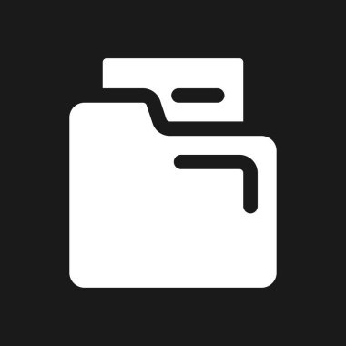 Dosya pikseli karanlık mod glyph ui simgesi. İş aleti. Kullanıcı arayüzü tasarımı. Siyah uzayda beyaz siluet sembolü. Ağ ve cep telefonu için sağlam bir resim. Vektör izole illüstrasyonu