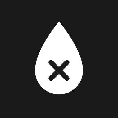 Dehidrasyon karanlık mod glyph ui simgesi. Kısıtlama ve yasaklama. Kullanıcı arayüzü tasarımı. Siyah uzayda beyaz siluet sembolü. Ağ ve cep telefonu için sağlam bir resim. Vektör izole illüstrasyonu