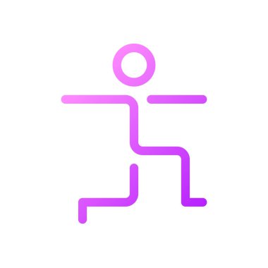 Savaşçı piksel pozu mükemmel gradyan ui simgesi. Sağlıklı ve aktif bir yaşam tarzı. Esniyorum. Yoga asana. Satır rengi kullanıcı arayüzü sembolü. Modern tarz pictogram. Vektör izole edilmiş taslak çizimi