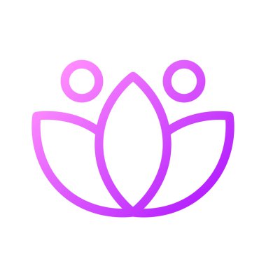 Lotus pikseli mükemmel gradyan çizgisel ui simgesi. Meditasyon işareti. İç sakinlik ve sükunet. Satır rengi kullanıcı arayüzü sembolü. Modern tarz pictogram. Vektör izole edilmiş taslak çizimi