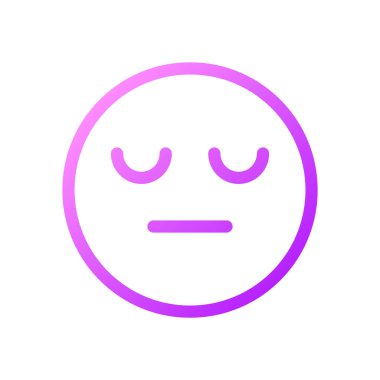 Uykulu yüz emoji pikseli mükemmel gradyan ui simgesi. Kayıtsız duygular. Duyguların ifadesi. Satır rengi kullanıcı arayüzü sembolü. Modern tarz pictogram. Vektör izole edilmiş taslak çizimi