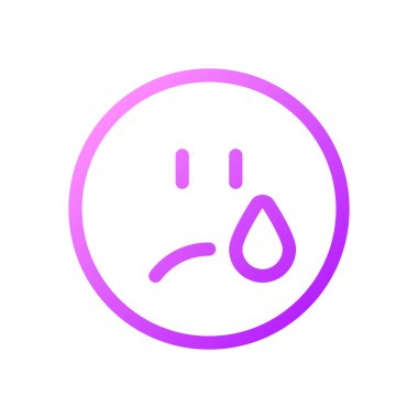 Ağlayan emoji pikseli mükemmel gradyan doğrusal ui simgesi. Üzgün ve mutsuz bir yüz. İletişim. Satır rengi kullanıcı arayüzü sembolü. Modern tarz pictogram. Vektör izole edilmiş taslak çizimi