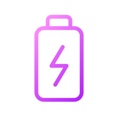 Batarya pikseli mükemmel gradyan doğrusal ui simgesi. Aküleyici. Fiziksel güç ve aktivite. Canlılık. Satır rengi kullanıcı arayüzü sembolü. Modern tarz pictogram. Vektör izole edilmiş taslak çizimi