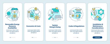 Mobil uygulama ekranında doğru yenilenebilir enerji sistemi seçiliyor. Doğrusal kavramlarla düzenlenebilir grafik yönergelerini 5 adımda gezdir. UI, UX, GUI şablonu. Kullanılan sayısız Pro-Kalın, Düzenli yazı tipleri
