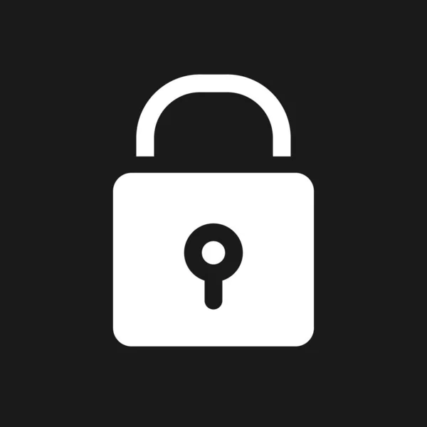 Padlock Pixel Dark Mode Glyph Icon Closed Access Sensitive Data — Stock Vector