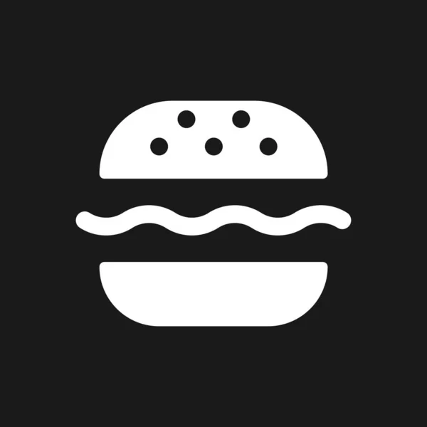 Burger Dark Mode Glyph Icona Pasto Sostanzioso Pranzo Fast Food — Vettoriale Stock