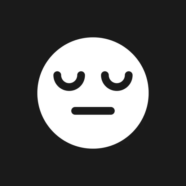 睡脸的表情是深暗模式的 是我的图标 毫不在乎的感情用户界面设计 黑色空间上的白色轮廓符号 用于网络 移动的实心象形文字 矢量孤立的说明 — 图库矢量图片