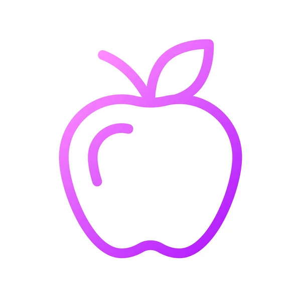 Icono Lineal Gradiente Perfecto Píxeles Apple Deliciosa Dulce Fruta Comida — Vector de stock