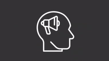 Animasyon nöro promosyon beyaz çizgi ikonu. Pazarlama araştırma yaklaşımı. Sinirsel tepkiler. Şeffaf arkaplanda alfa kanalı olan kusursuz HD video. Gece kipi için hareketli grafik tasarımı