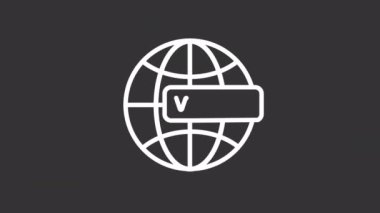 Canlandırılmış web sitesi beyaz çizgi simgesi. Web adresi. Çevrimiçi navigasyon. Dijital web sayfası. Şeffaf arkaplanda alfa kanalı olan kusursuz HD video. Gece kipi için hareketli grafik tasarımı