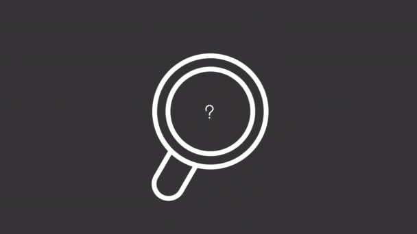 Animated Question White Line Icon Find Information Magnifying Glass Search — Stock Video