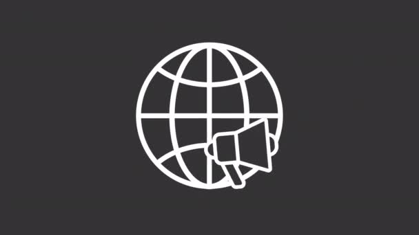 Animated World White Line Icon Маркетинг Международный Дистрибутив Деловая Кампания — стоковое видео