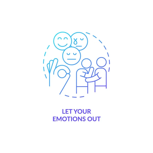 Deixe Suas Emoções Sair Ícone Conceito Gradiente Azul Aceite Sentimentos — Vetor de Stock