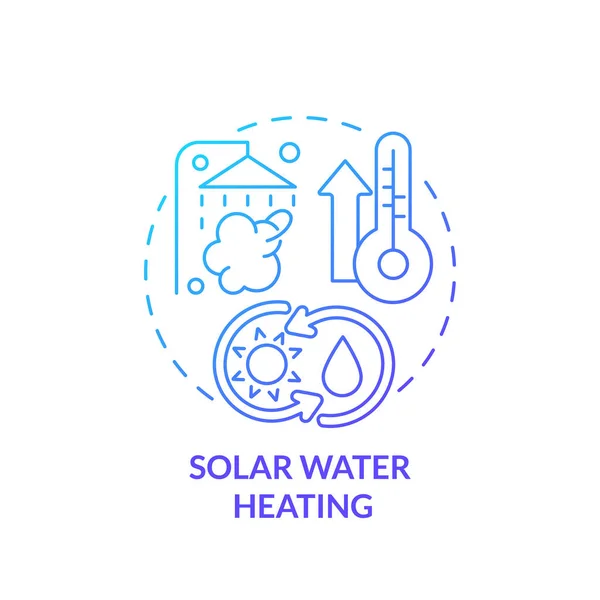 Solar Water Heating Blue Gradient Concept Icon Udržitelný Dům Obnovitelná — Stockový vektor