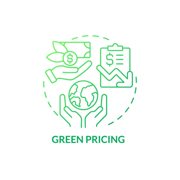 エコ価格緑のグラデーションコンセプトアイコン 代替エネルギープログラム クリーンな電気購入の抽象的なアイデア細い線図 独立した外形図面 無数のPro Boldフォントが使われます — ストックベクタ