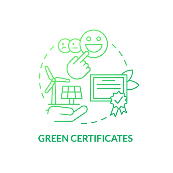 Eco Certificados Ícone Conceito Gradiente Verde Programa Eletricidade Alternativa Comprar — Vetor de Stock